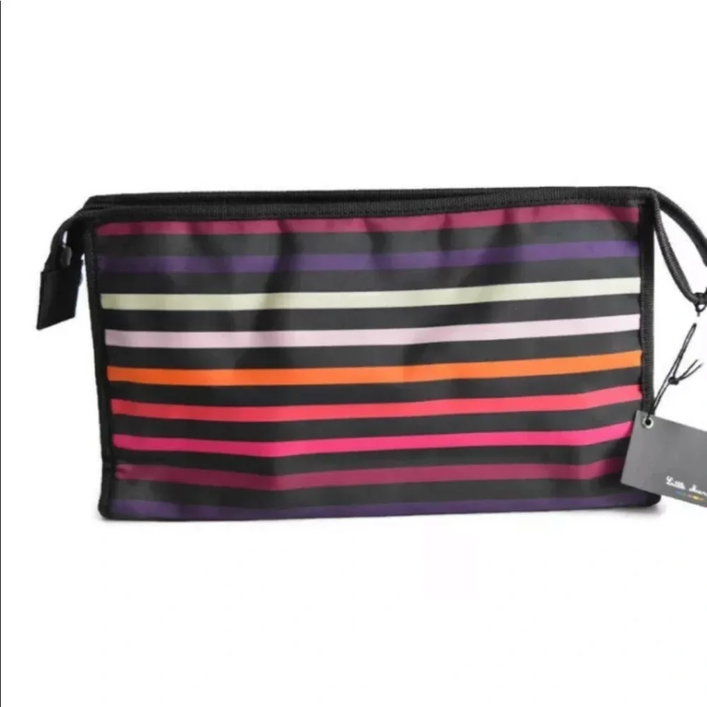 Little Marcel Clutch Black Multicolor Cosmetic Makeup Accessory Travel Bag